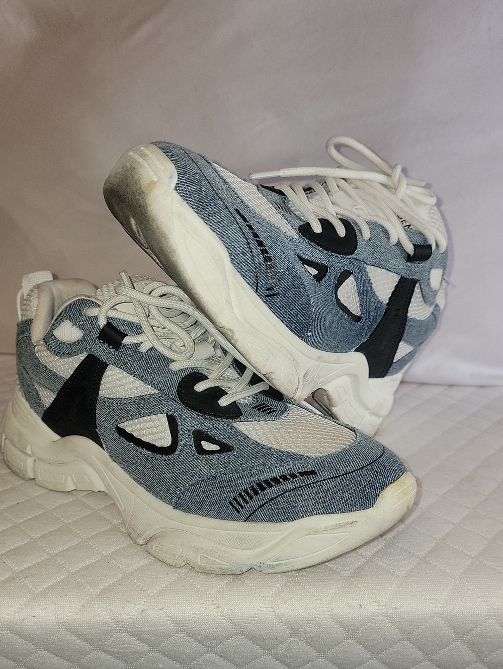 Steve Madden Kids Blue, White & Black Denim-Style Sneakers